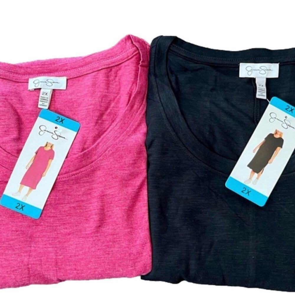 Jessica Simpson Women's Midi Casual Dresses Black Pink 2X NWT 2 Dresses! - Picture 2 of 9
